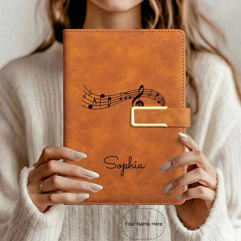 A5 Faux Leather Custom Name Textured Journal Work Travel Halloween Christmas Notebook Diary Gift