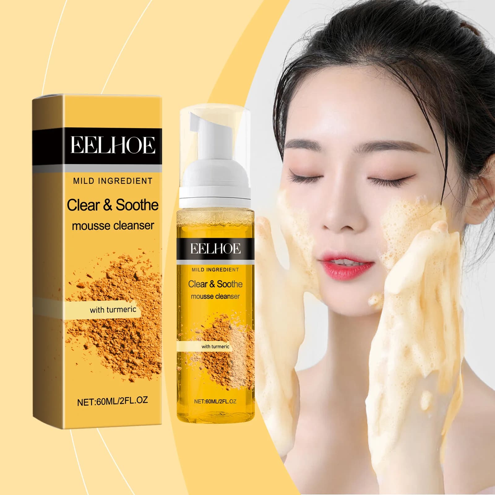 EELHOE Mousse Transparent Lenitive Cleaner, Deep Cleansing of the Poor, Hydrating, Illuminating, Lenitive, Ringiovanente, Detergent Foam Viso