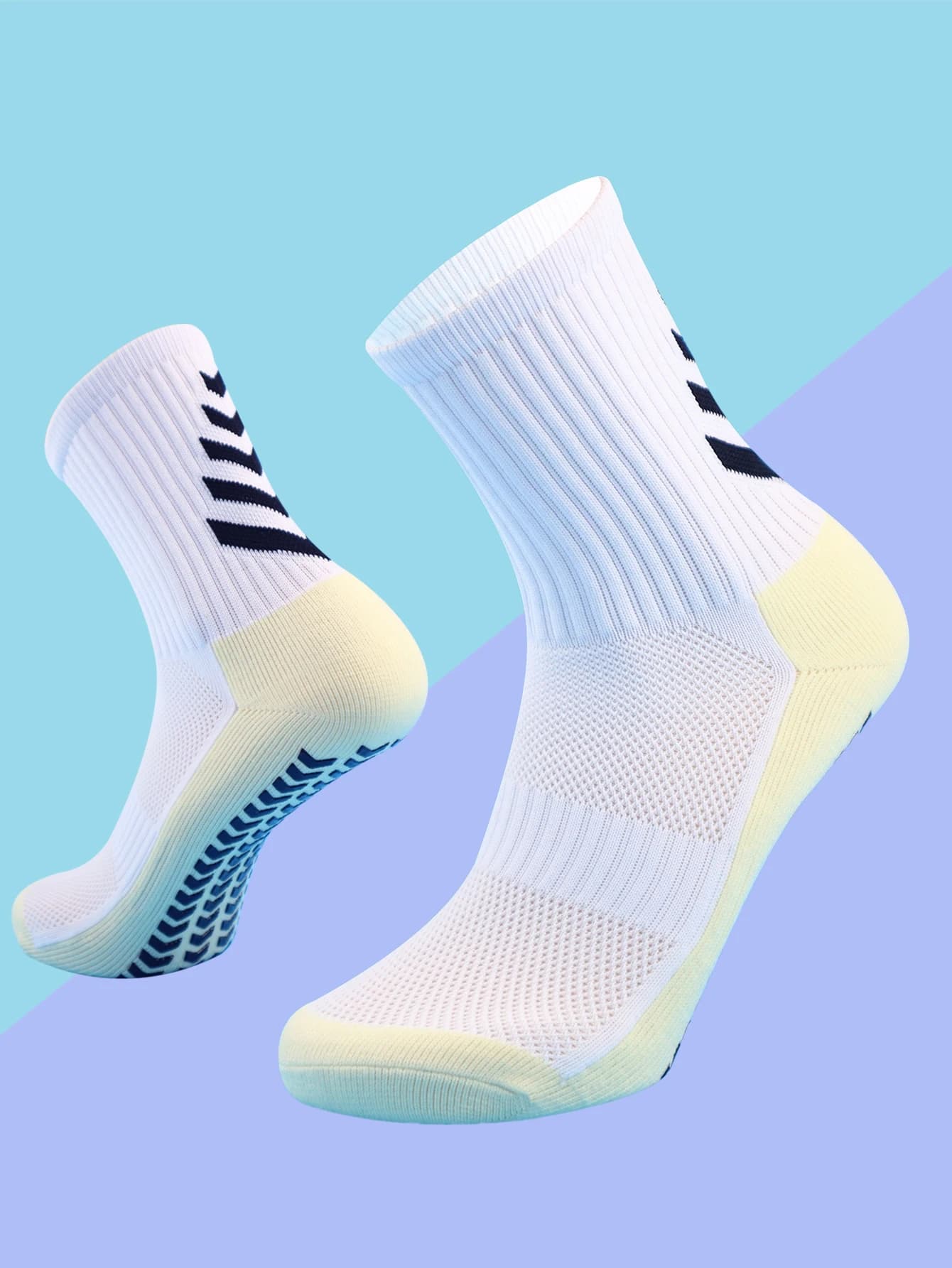 1 paio di calzini da calcio da uomo con impugnatura, calzini sportivi antiscivolo antiscivolo con cuscinetti per calcio/basket/hockey