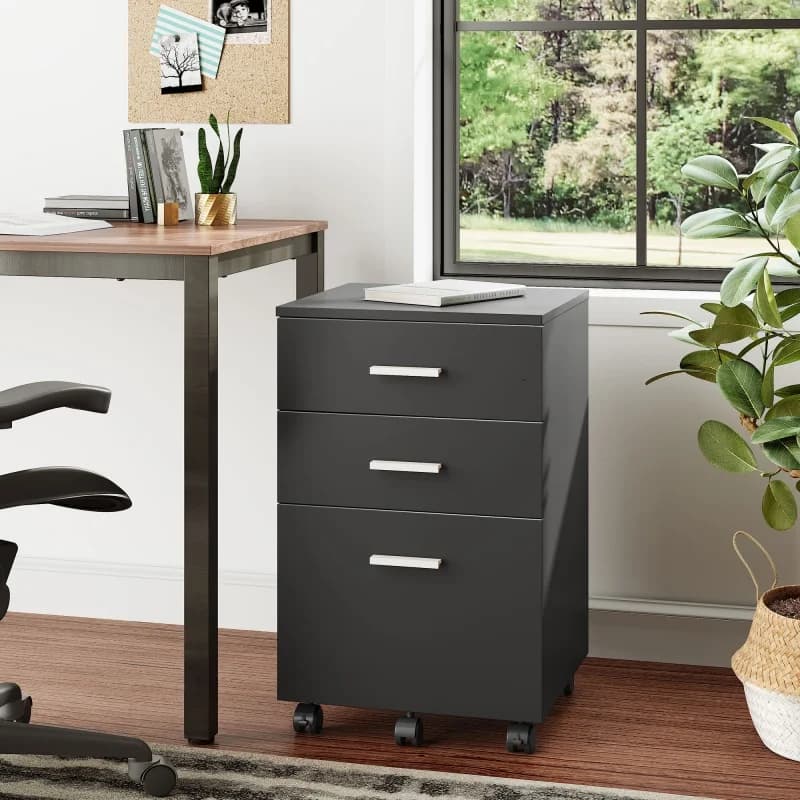 GALAXHERO Schedario mobile in legno a 3 cassetti Schedario con rotelle per supporto per stampante per ufficio domestico adatto al formato Lettera A4
