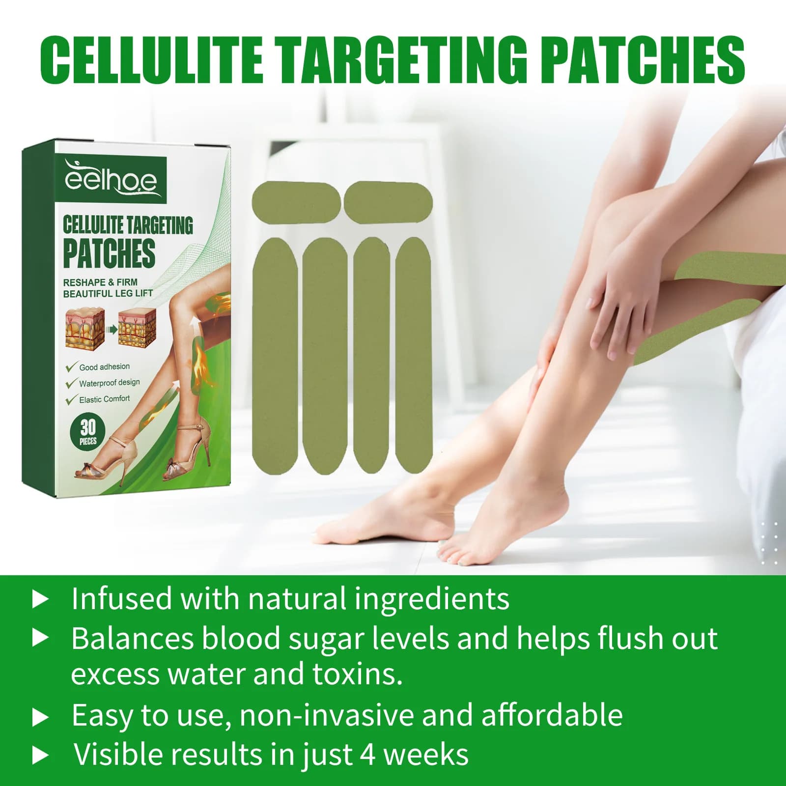 Eelhoe 30 pz Artemisia Gambe Patch Per Il Sollevamento Scolpire Modellare Il Corpo Dimagrante Coscia Stringere Bruciare I Grassi Anti Cellulite Patch A Base di Erbe