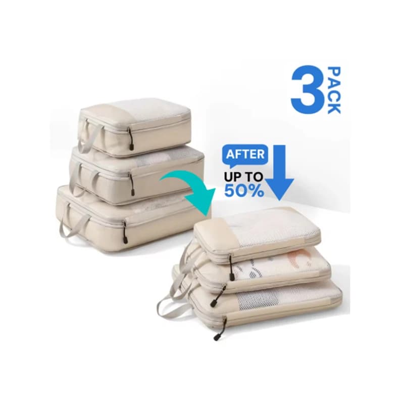 Set of 3 travel bag holders with compressed packing, cubes, waterproof suitcase, nylon, portable, with bag, luggage organizer