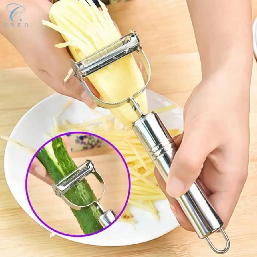Tagliaverdure e frutta manuale 2 in 1, pelapatate e pelamele, coltello da cucina essenziale, pelapatate per persone pigre