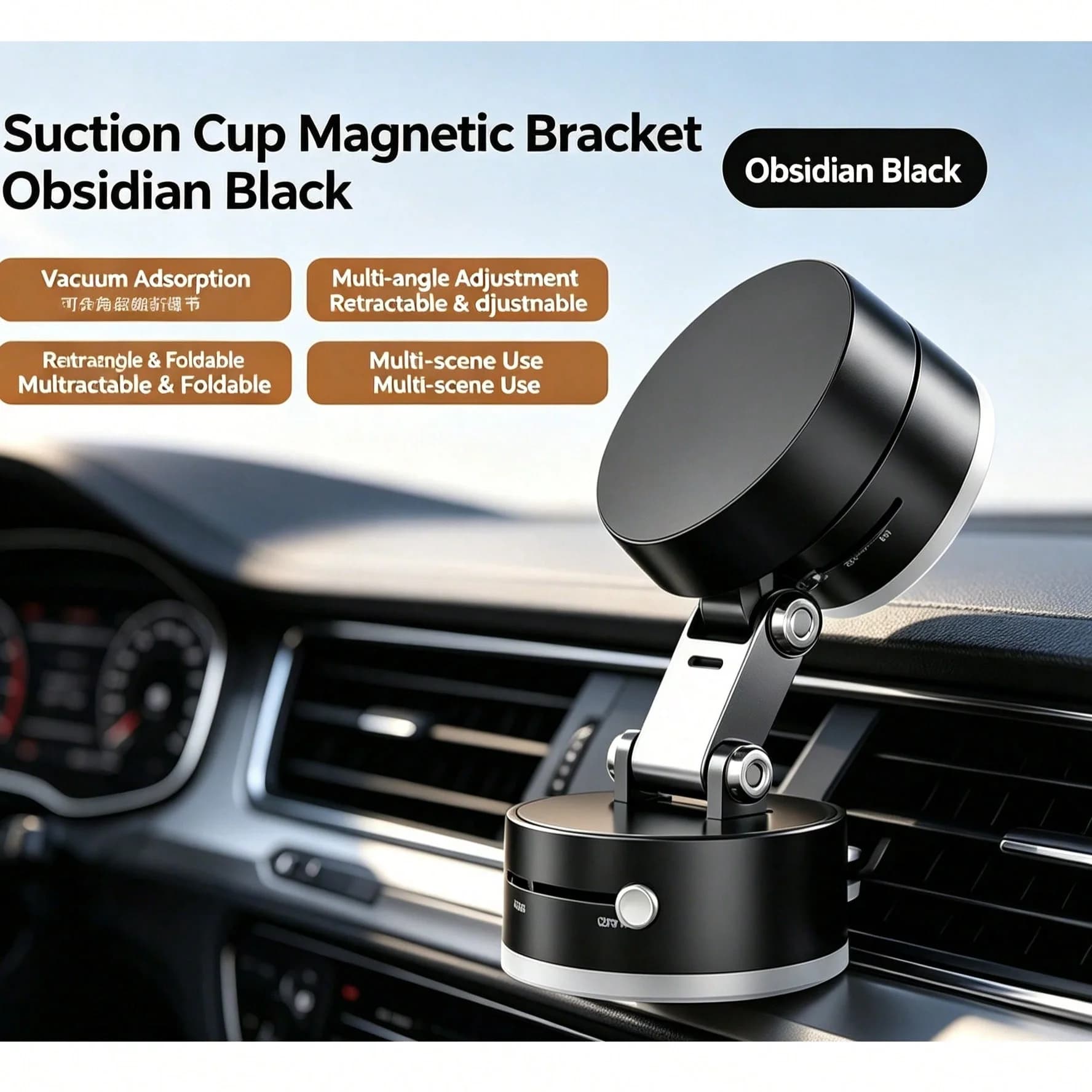 Joytutus 2026 Upgrade Multifunctional Vacuum Suction Phone Holder Portable Lazy Nano Magnetic Car Mount with Double-Row N52 Magnets for Smooth Surfaces Compact Lightweight Design tiktokshopspringglowup