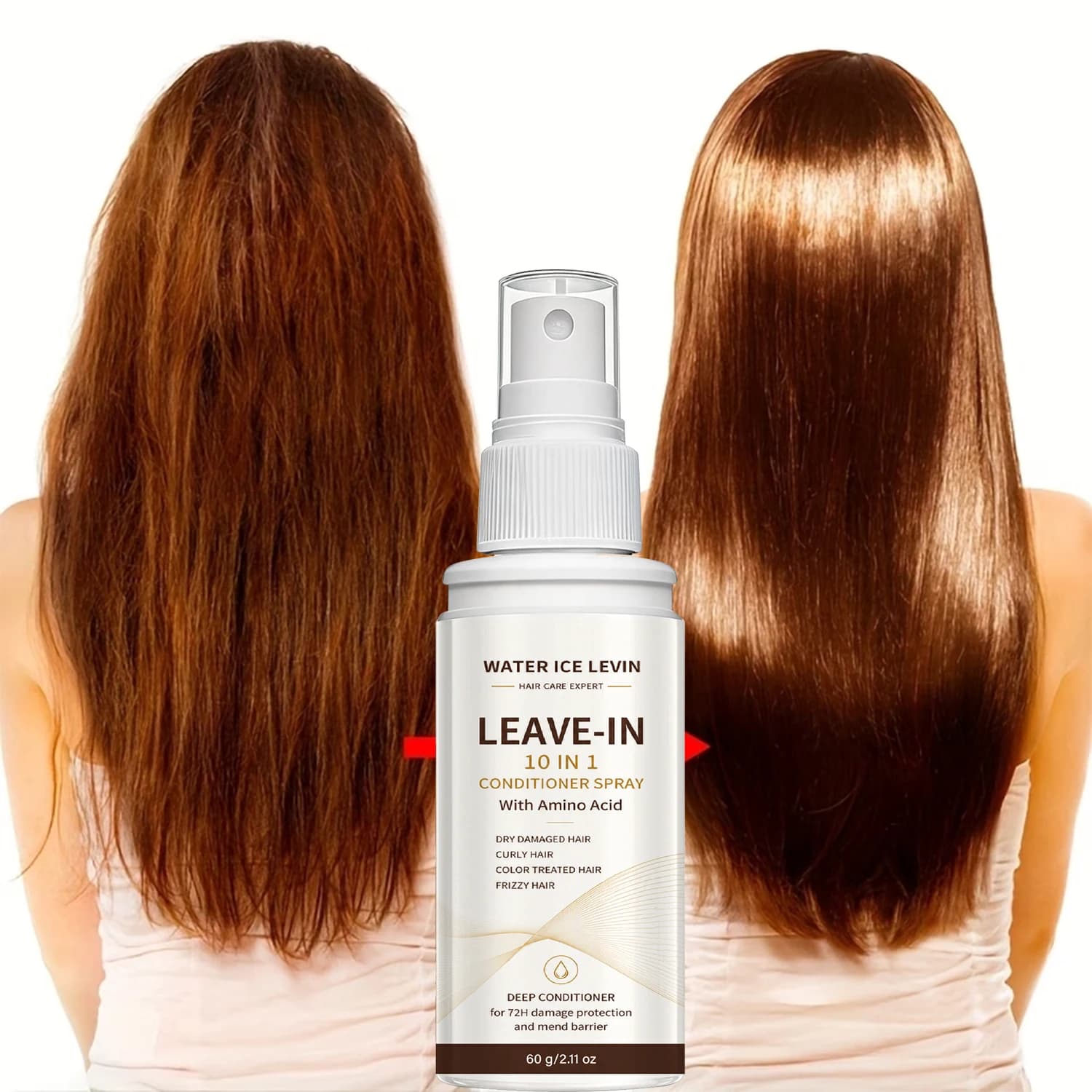 Water Ice Levin Leave-In 10IN1 Hair Conditioner Spray Keratin Biotin Nourishing Smoothing For Damaged Frizzy Hair Care 60g