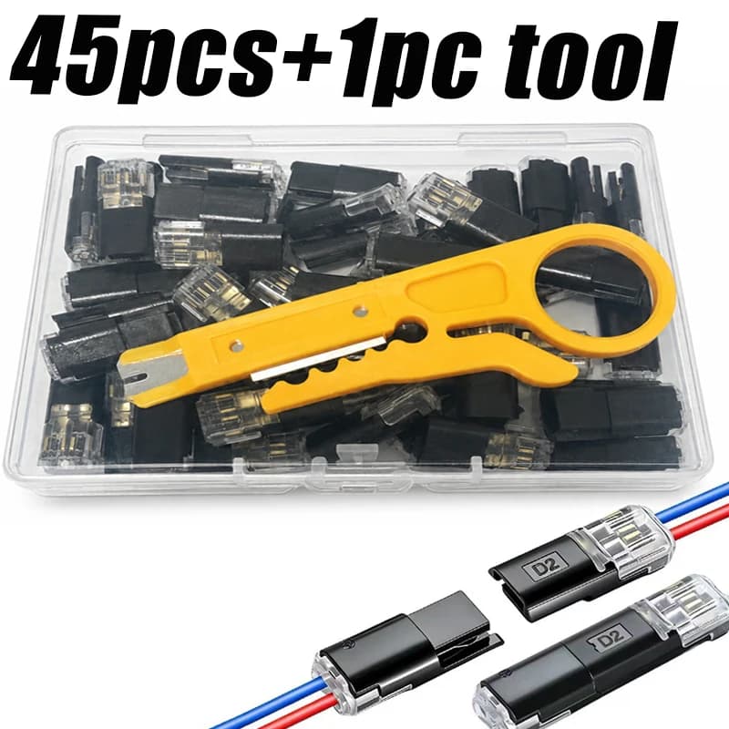 45pcs/D2 terminal block quick connection terminal without stripping, LED light strip terminal, with stripping tool