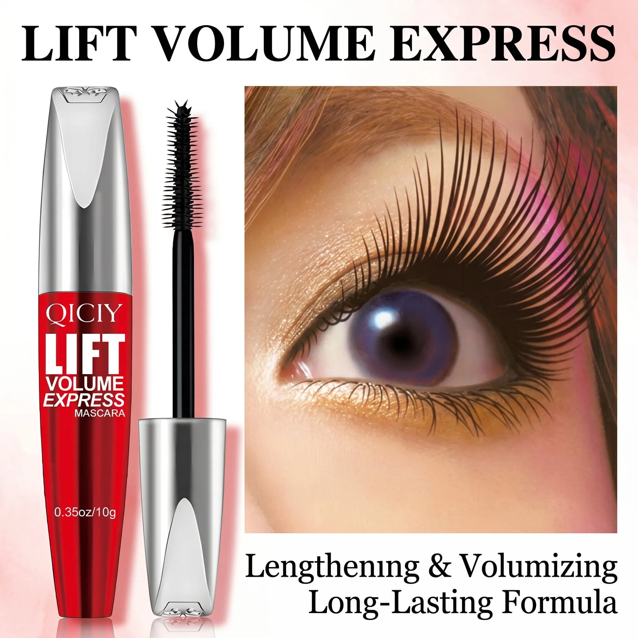 Mascara Nero 360 ° Spazzola a Spirale con Setole Lunghe e Sottili per Ciglia Dimensionali, Facile da Applicare, Lunga Durata, Impermeabile e Resistente al Sudore