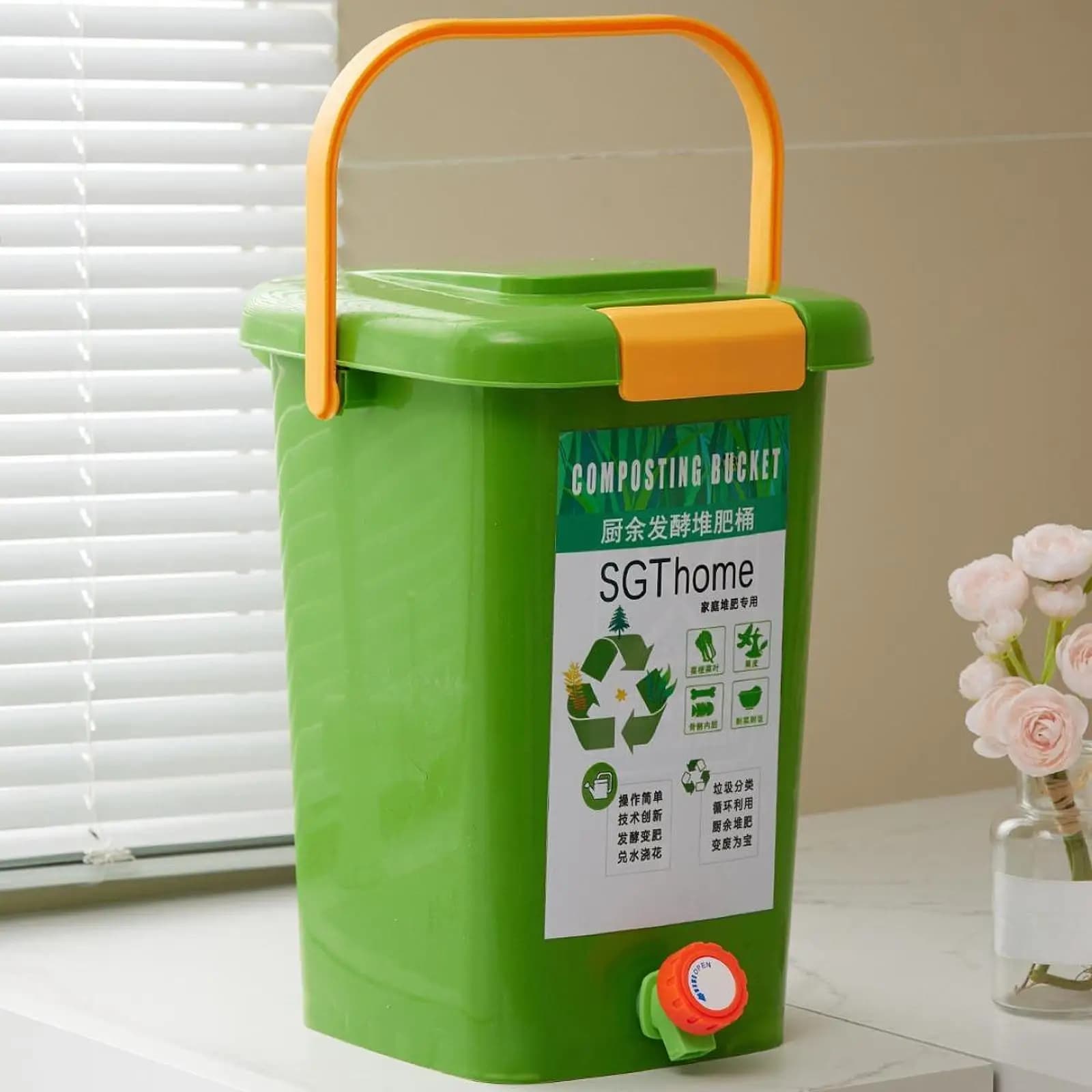 Contenitore per compost per interni portatile con coperchio Serbatoio di fermentazione Contenitore per compost Secchio per compost per frutteto all'aperto da cucina agricolo