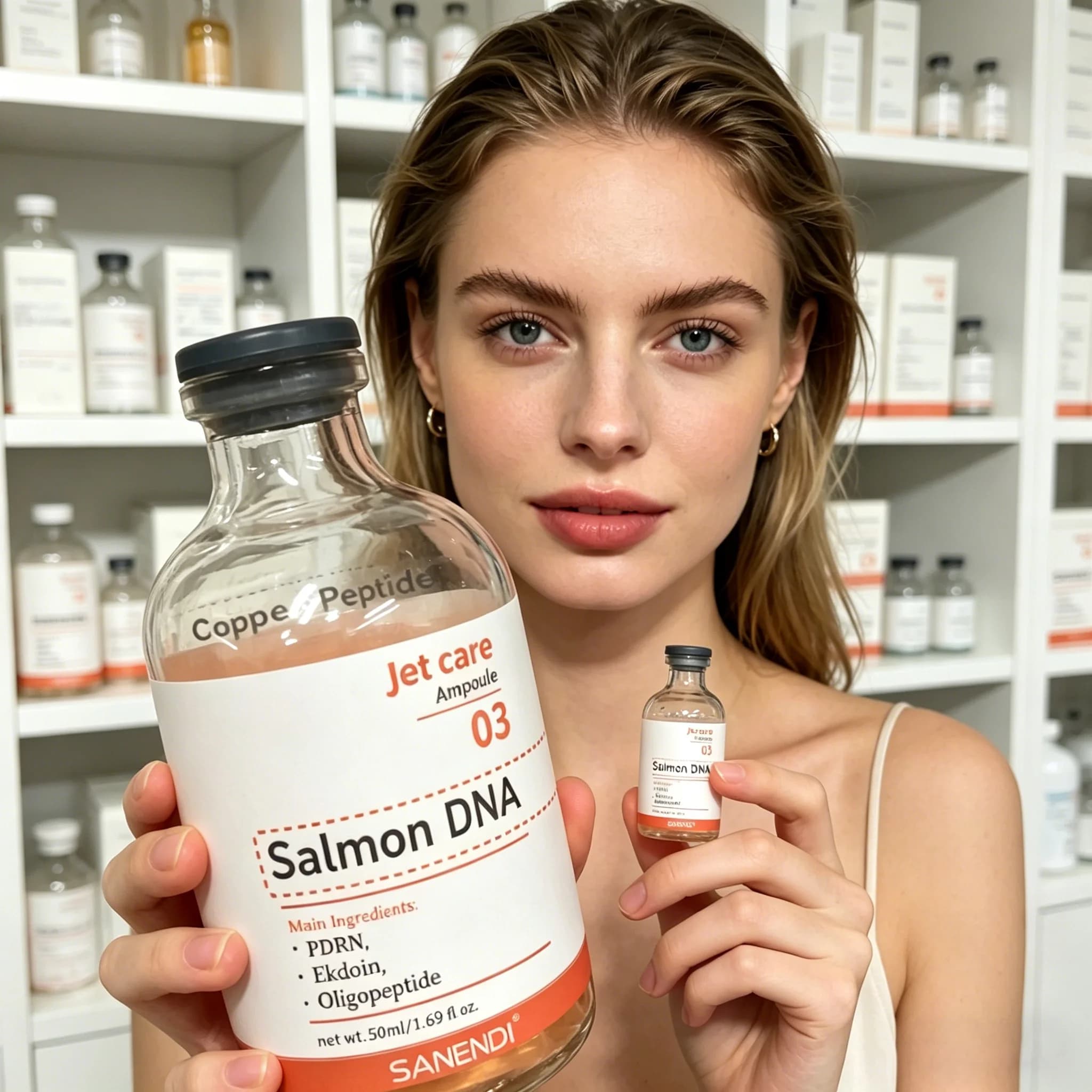 Siero PDRN al DNA di Salmone, Peptidi di Rame, Acido Ialuronico, Essenza al Collagene Sanendi, Kit per la Cura del Viso Glow Recipe, Cosmetici Coreani 50ml