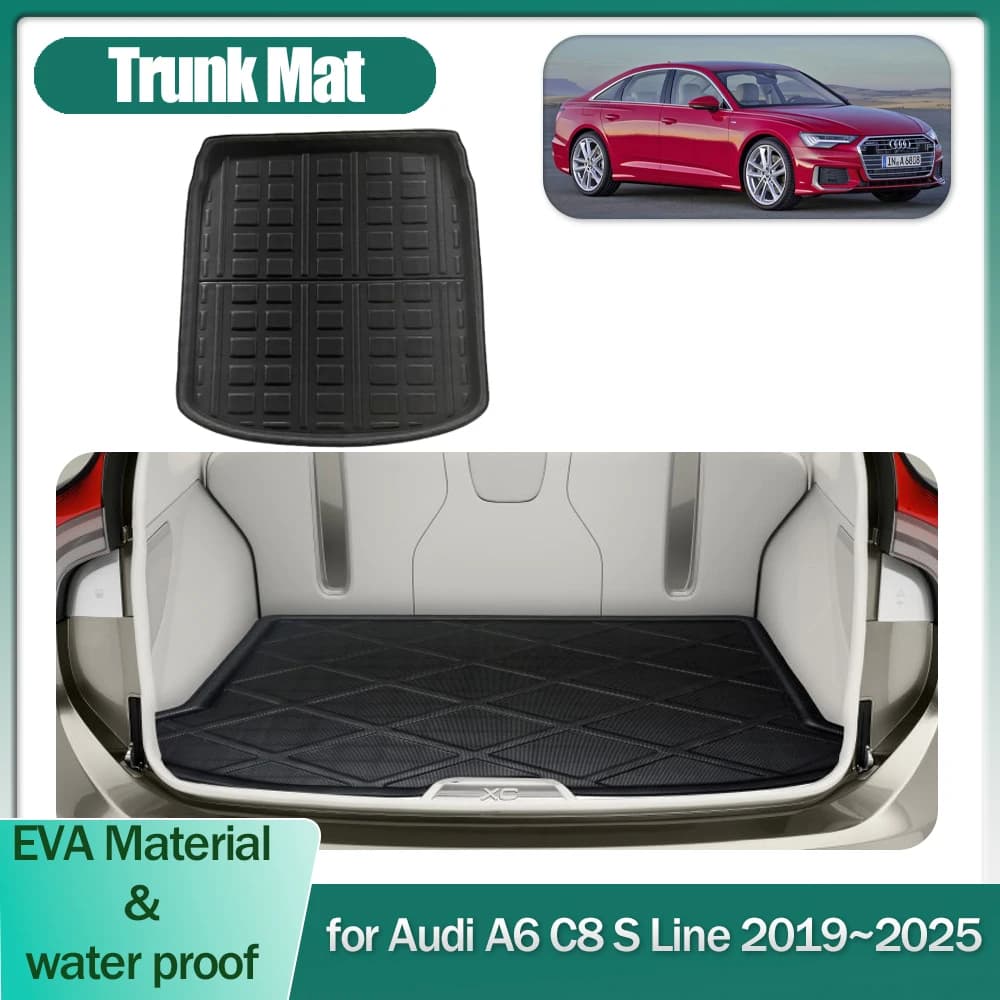 Tappetino per bagagliaio per auto per Audi A6 C8 S Line Sedan 2019 ~ 2025 Bagagli Boot Liner Cargo Floor Tappeto Copertura impermeabile Vassoio Pad Accessori