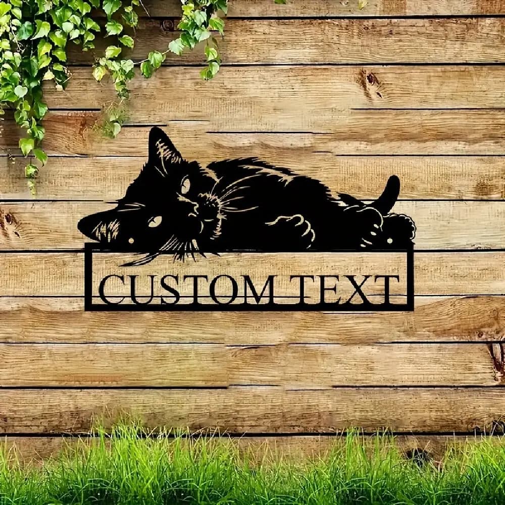 Custom Metal Plate with Cat Shape Letters to Hang at the Door | Decorative Teaching for the house with playful animal motif, ideal for the Mother's Day and as a spring / summer gift