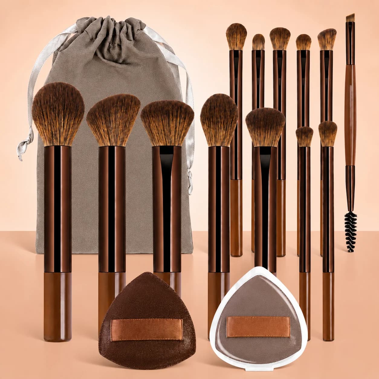 17-Piece Professional Soft Aluminum Makeup Brush Set, Includes Foundation, Eyeshadow & Brow Brushes, Perfect for Daily Use & Tra