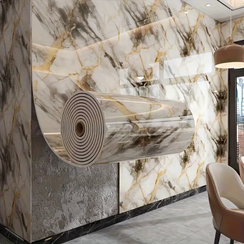 1 bedroom wallpaper roll in thick marble foam, imitation tile, self-adhesive, waterproof wall sticker for bathroom, living room decoration