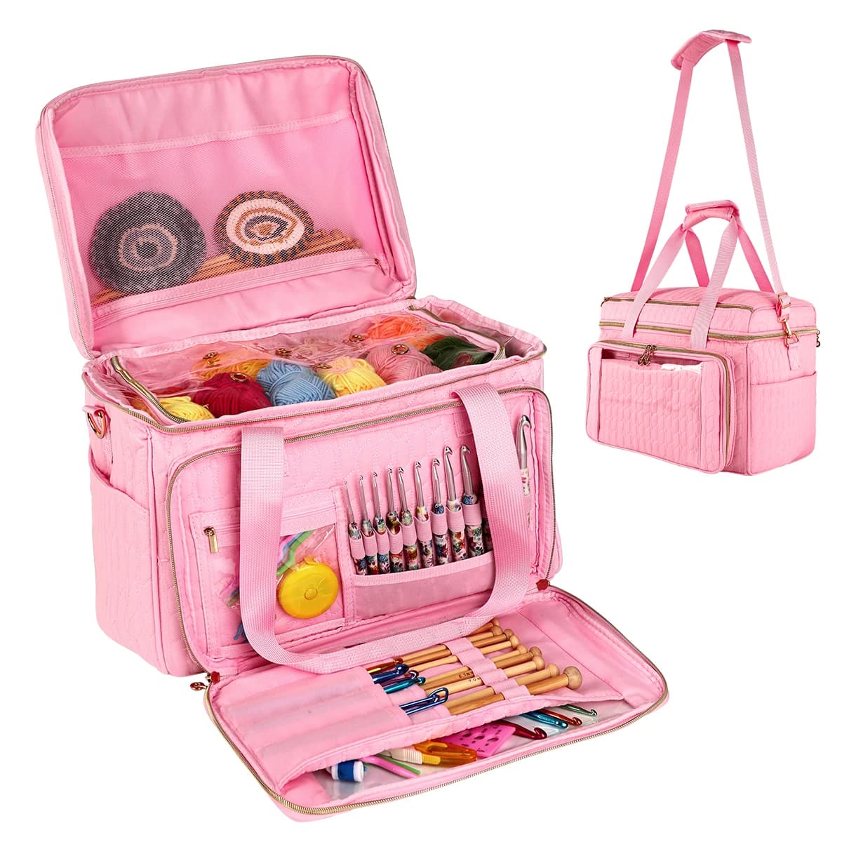 Borsa portaoggetti per accessori per maglieria da 1 pezzo, organizer per attrezzi fai-da-te, adatto per riporre filati, uncinetti e accessori