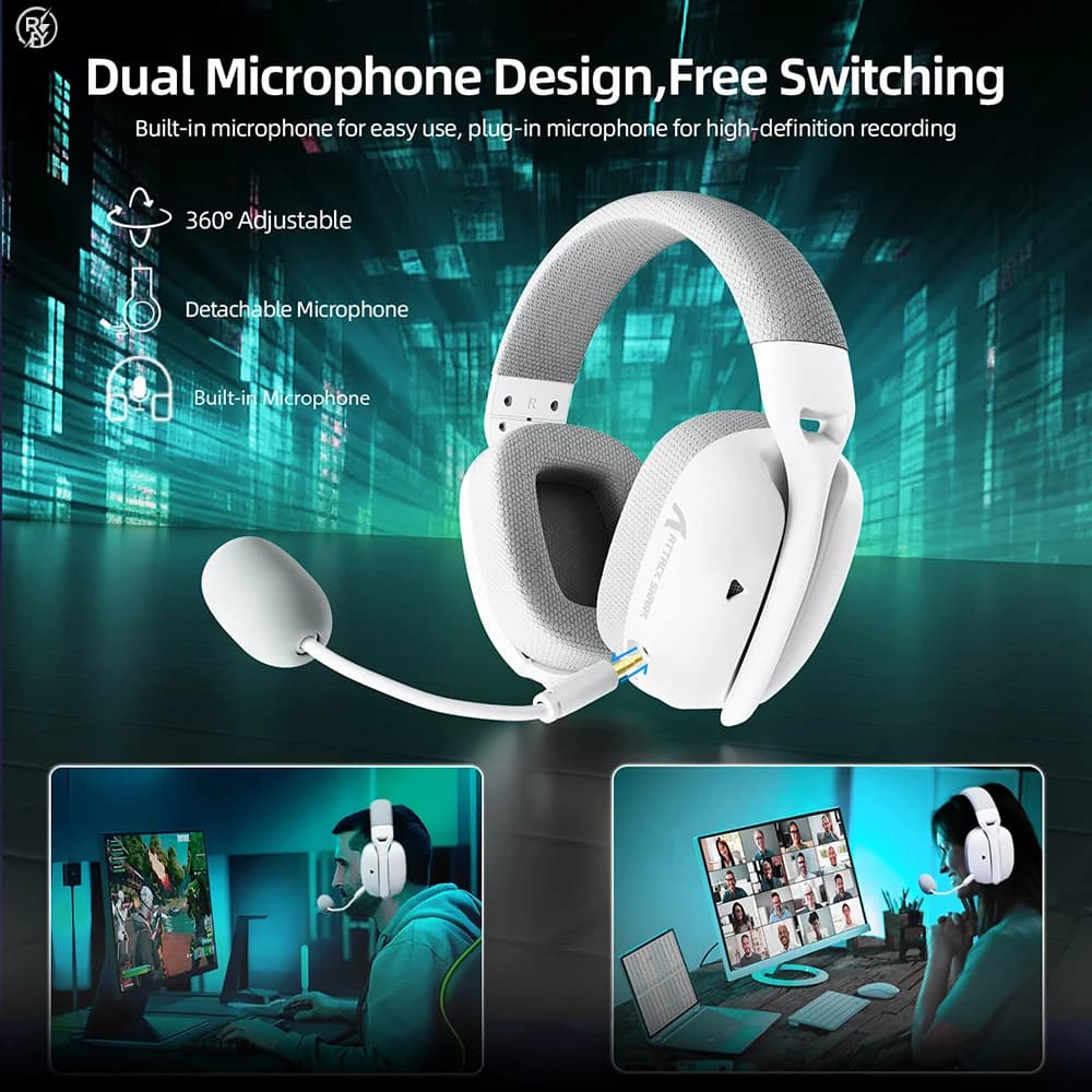 10 PCs L80PRO Lightweight Gaming Headset Triple-Mode Connection Flexible Dual Microphones Supports PC,Mac,PS, XBOX