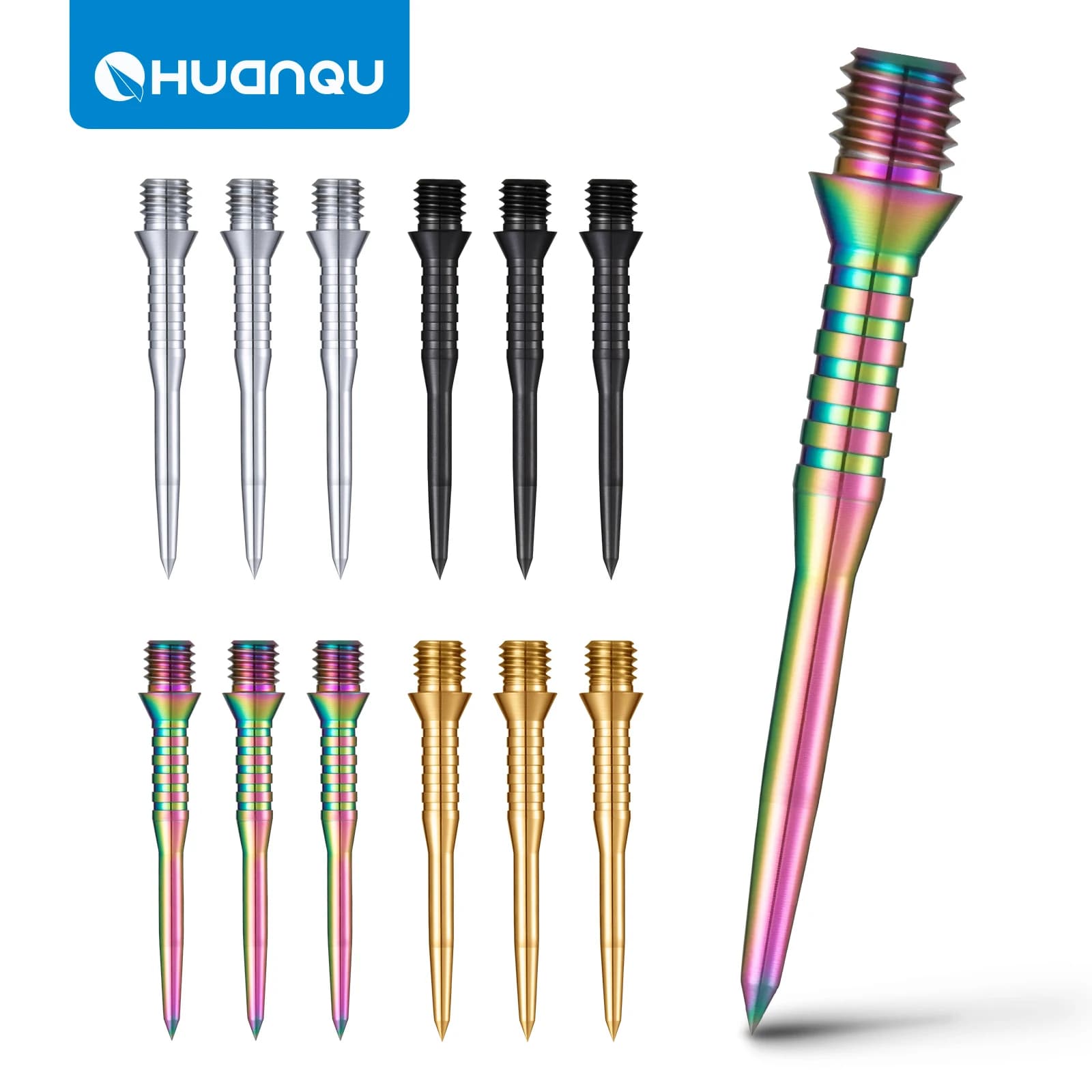 Punte per freccette in lega di titanio Huanqu, confezione da tre, filettatura standard 2Ba, lunghezza 35 mm, possono convertire freccette con punta morbida in freccette a ago, aghi di ricambio con punta per freccette, accessori per freccette, quattro colori disponibili