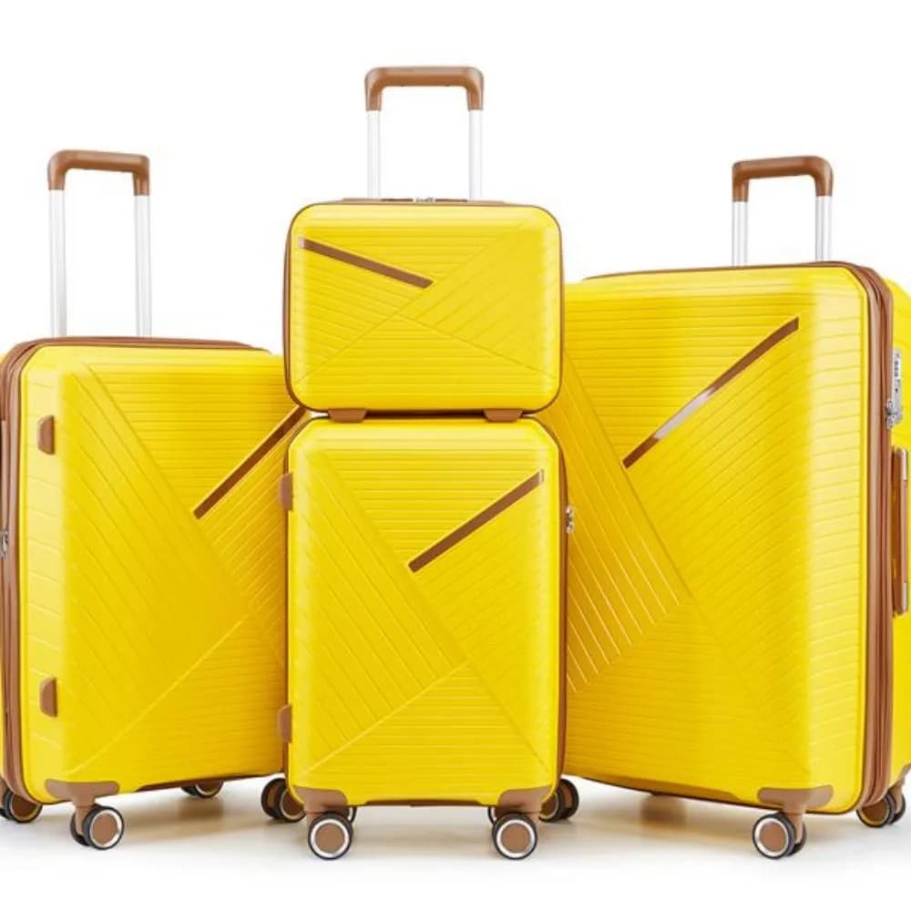 Set di valigie Valigia leggera espandibile da 4 pezzi Ruote girevoli mute a 360 gradi Materiali PP Durevole Blocco TSA da viaggio