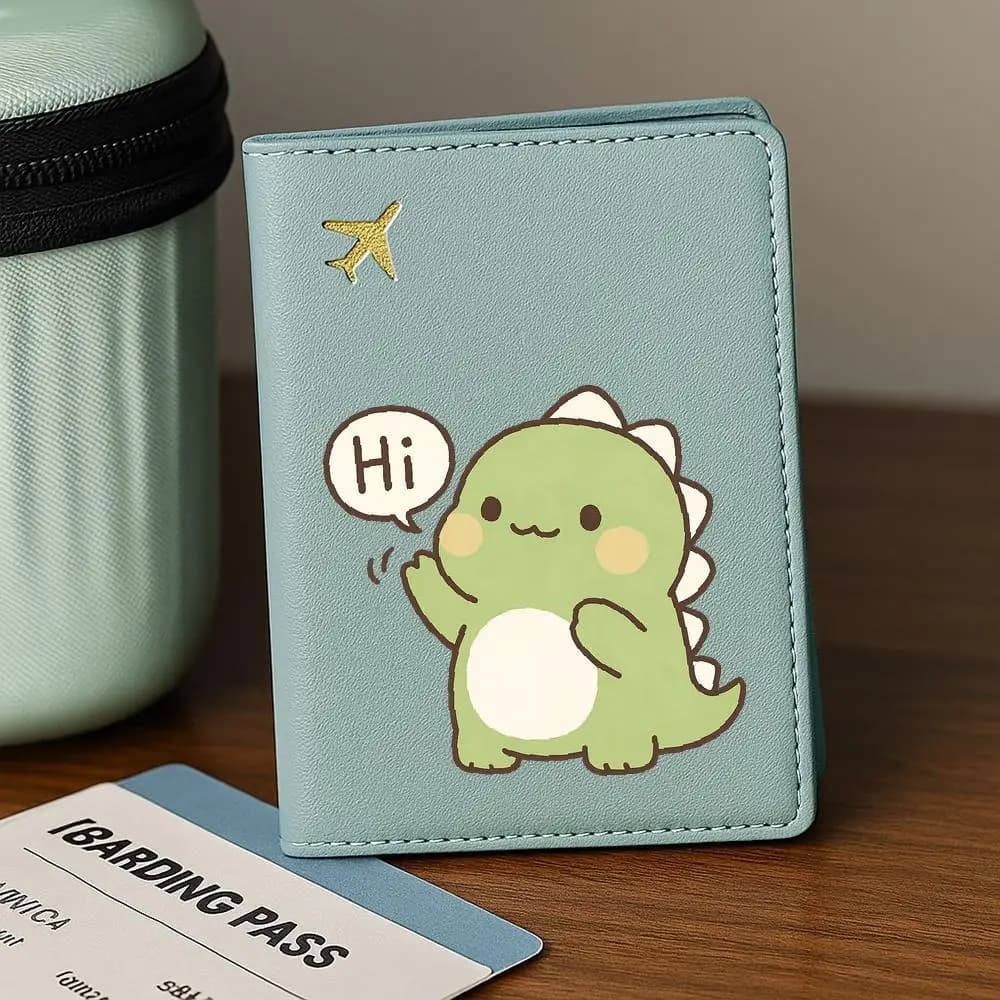 Cute Dinosaur Print Passport Holder Stylish Travel Wallet Lovely Birthday Anniversary Gift for Women