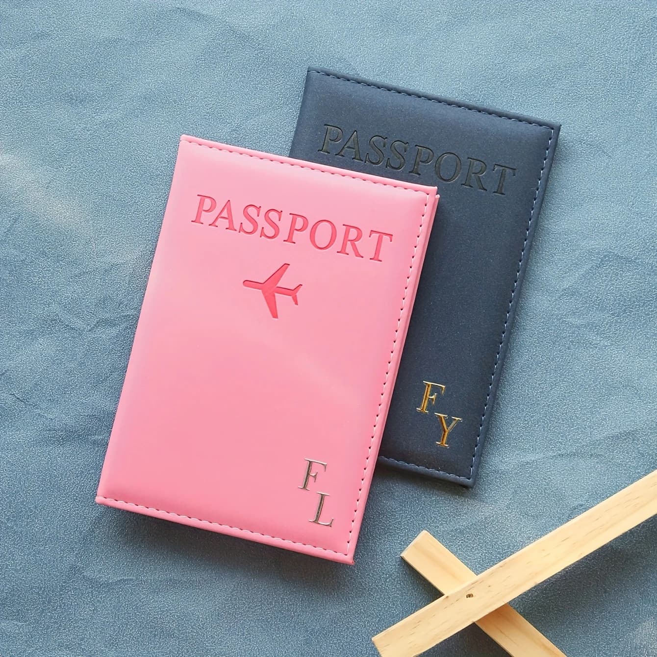 Personalized Golden Initial Monogram Passport Cover Handmade Minimal Card Document Holder Custom Gift For Friends Family Travel