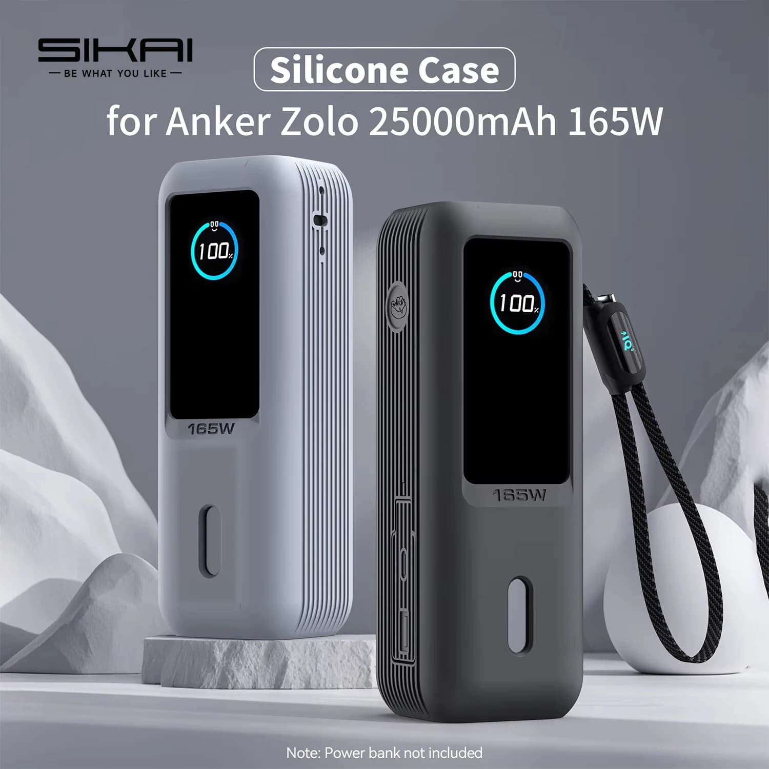 Silicone Case for Anker Zolo 25000mAh 165W Power Bank Portable Charger Protective Case Travel Carrying Case TF/SIM storage Bag