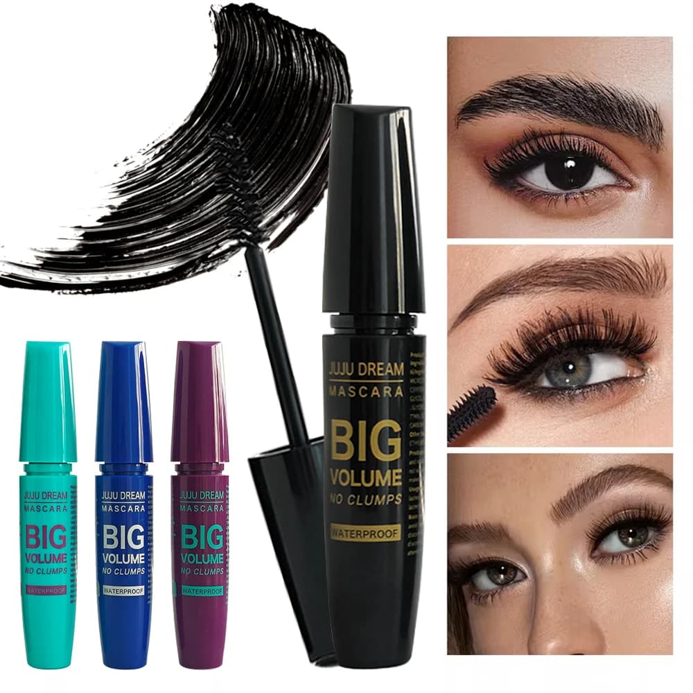 Black Mascara 4D Volumizing, Waterproof and Extinguishing, for Long Eyelashes, Curves, Foils, Natural, Easy to Apply, Long Life