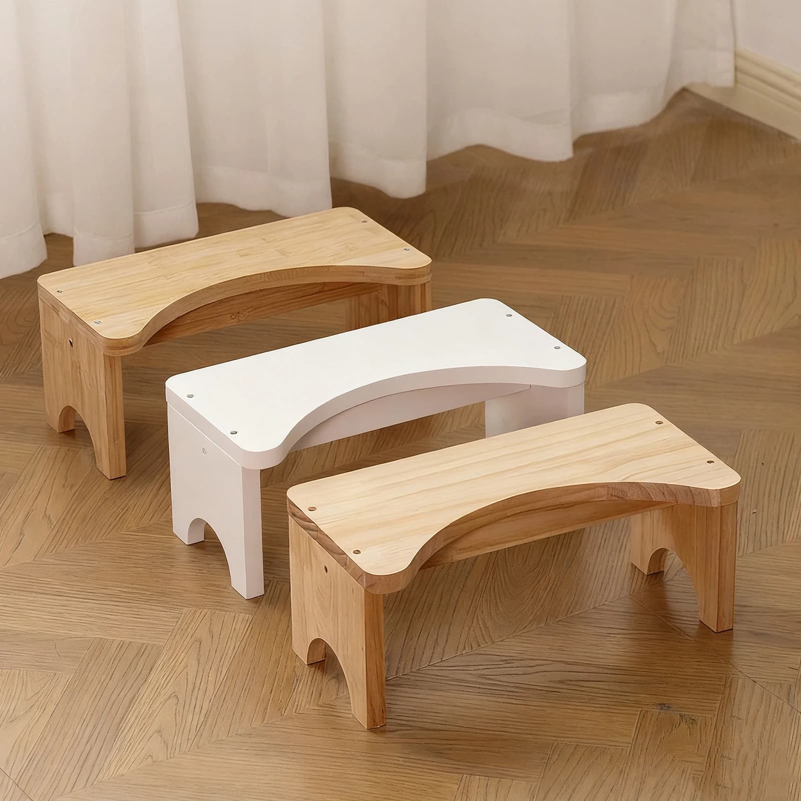 Sgabello per WC in legno massello Poggiapiedi multifunzionale per donne incinte e anziani Sgabello per bagno Sgabello per vasino per WC