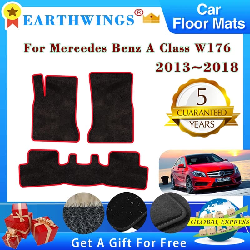 Car mats for Mercedes Benz Class A W176 2013 ~ 2018 2016 Carpets Panel Pedals Cap Cover Mantel Foot Reliefs Wall decal Accessories