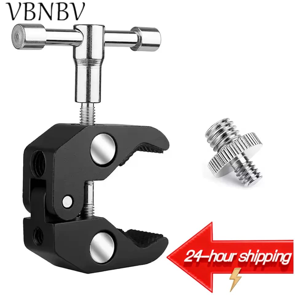 VBNBV Pinza a griffe di granchio per treppiede, monopiede, supporto flash da studio, braccio treppiede, accessori per fotocamera