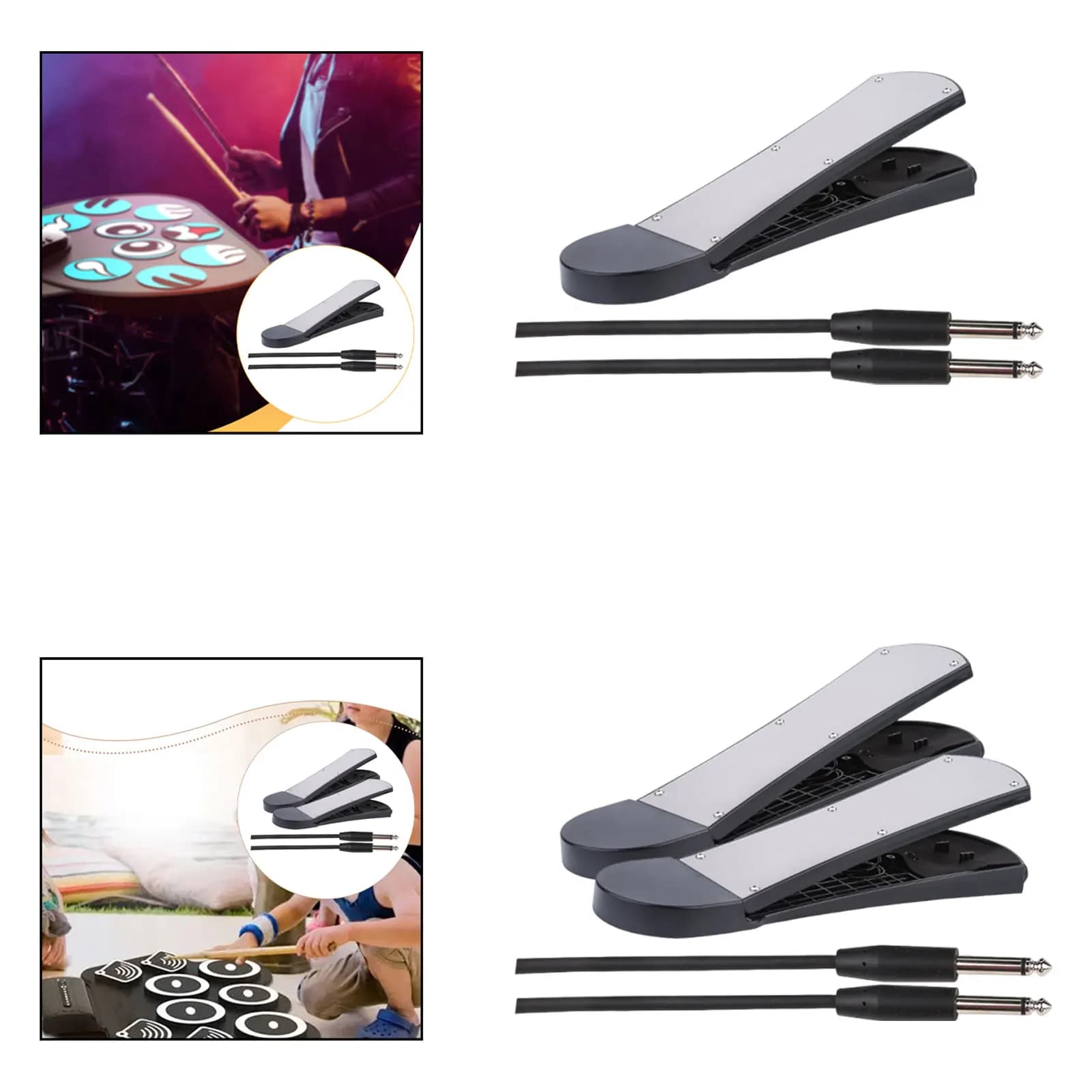 Pedale per Batteria con Pad di Pratica, Strumento a Percussione, Pedale Kick Pad con Cavo, Ricambio per Allenamento e Riparazione