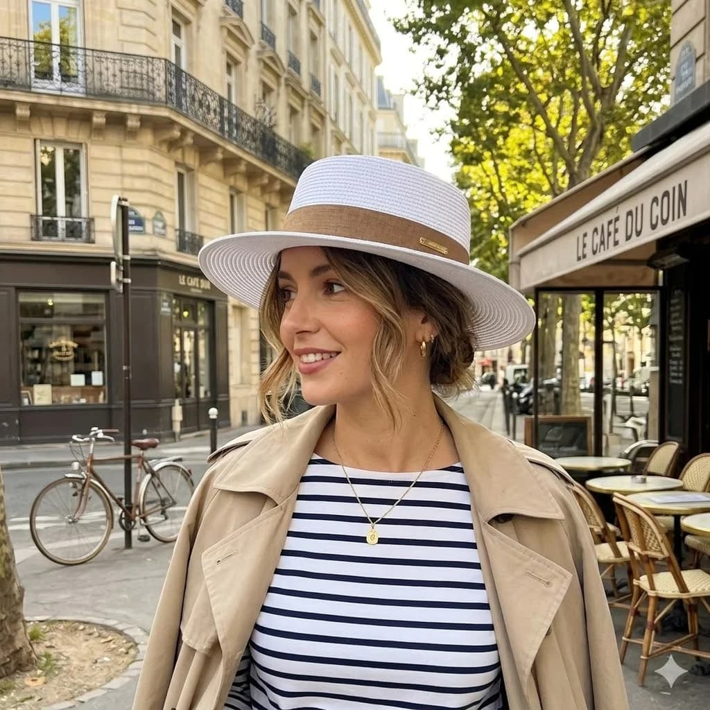 Cappello da Sole di Lusso Minimalista a Tesa Larga, Cappello di Paglia Estivo da Viaggio con Parte Superiore Piatta, Traspirante, Protezione Solare, Fedora da Spiaggia Unisex per Feste