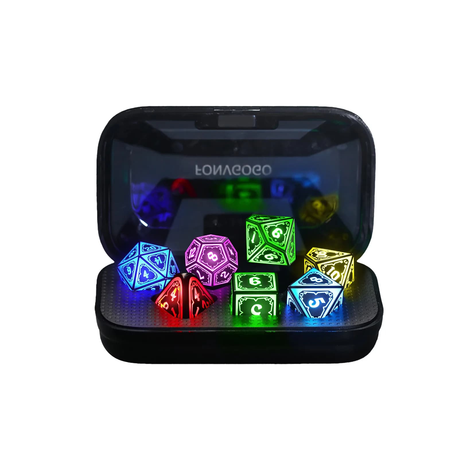 Set di Dadi Luminosi Wireless RGB per Dungeons and Dragons, Dadi DND a 7 Colori LED con Scatola di Ricarica Ricaricabile