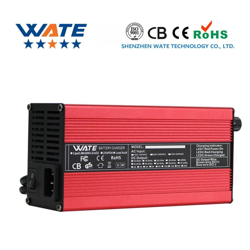 58.4V12A charger 16S 48V lithium iron phosphate battery intelligent charger with switch fan aluminum shell