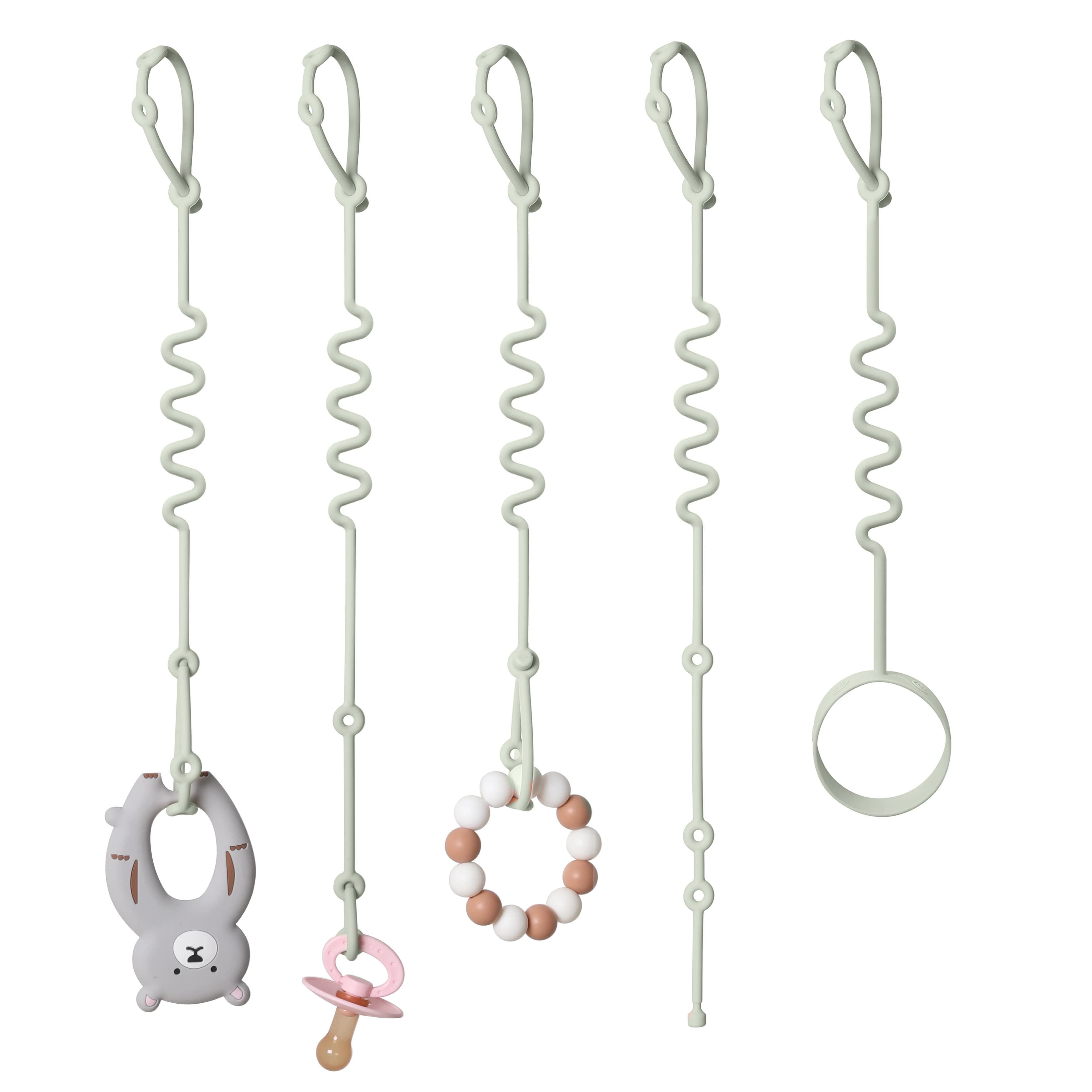 Cinghie di sicurezza giocattolo, clip per ciuccio in Silicone da 5 pezzi, cinghie regolabili per passeggini, seggiolone, carrello della spesa