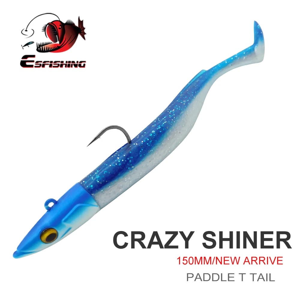 ESFISHING Crazy Paddle Tail Sea Eel 150mm, Shad-shaped realistic baits for fishing pears, shimmers and trout