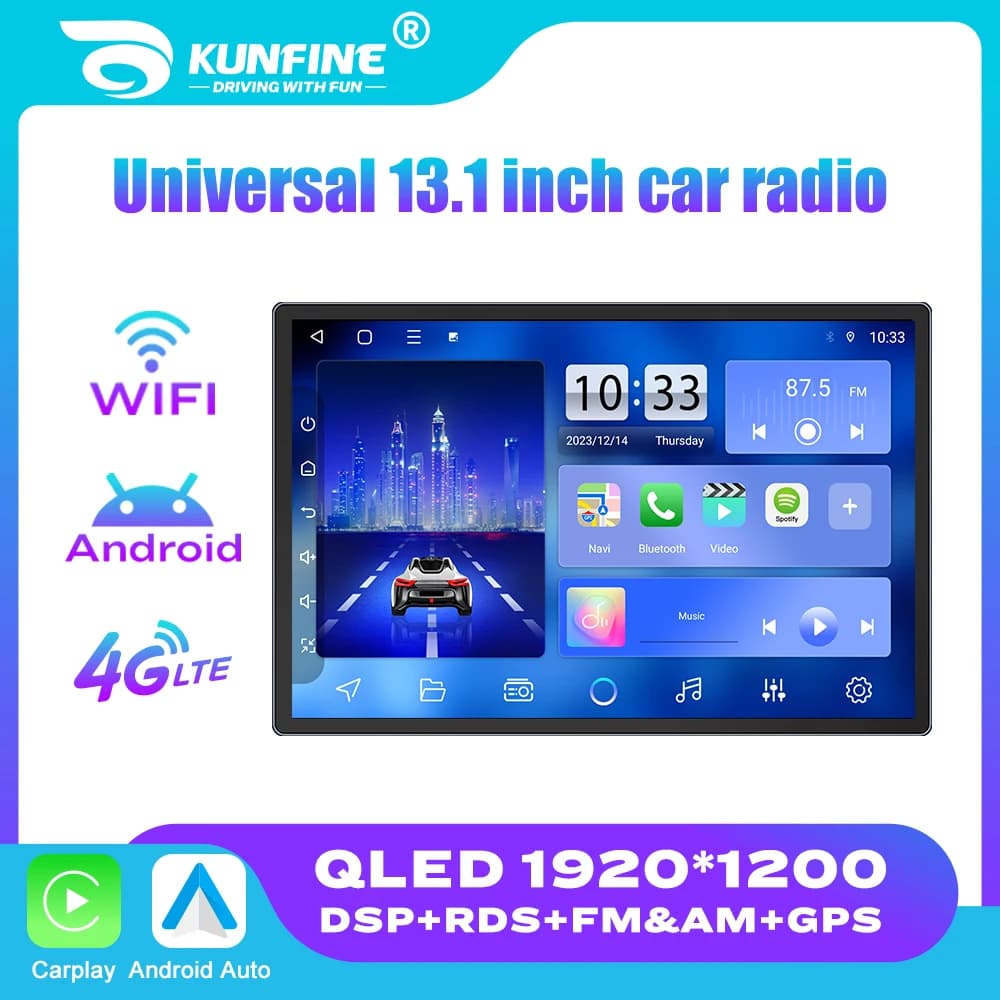 Autoradio da 13,1 pollici 2 Din Android Autoradio Lettore MP5 Android Auto Carplay Audio Lettore DVD Navigazione e GPS Schermo QLED