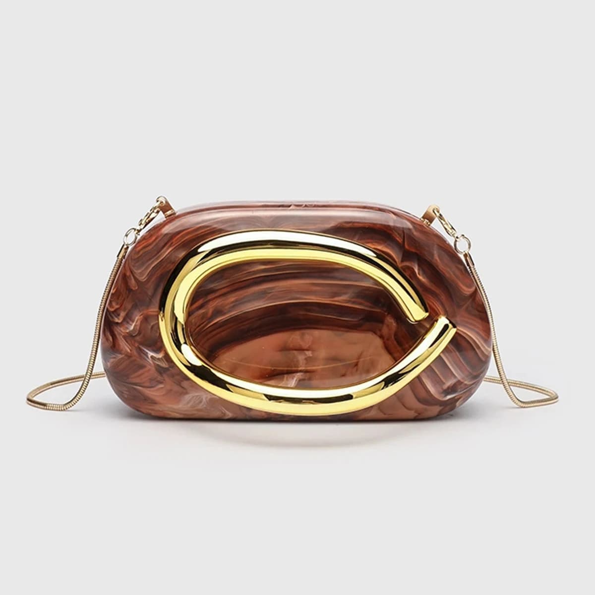 Borsa da donna con manico in metallo acrilico Borsa da sera con decorazione in metallo tinta unita Pochette a tracolla portatile per la festa di nozze