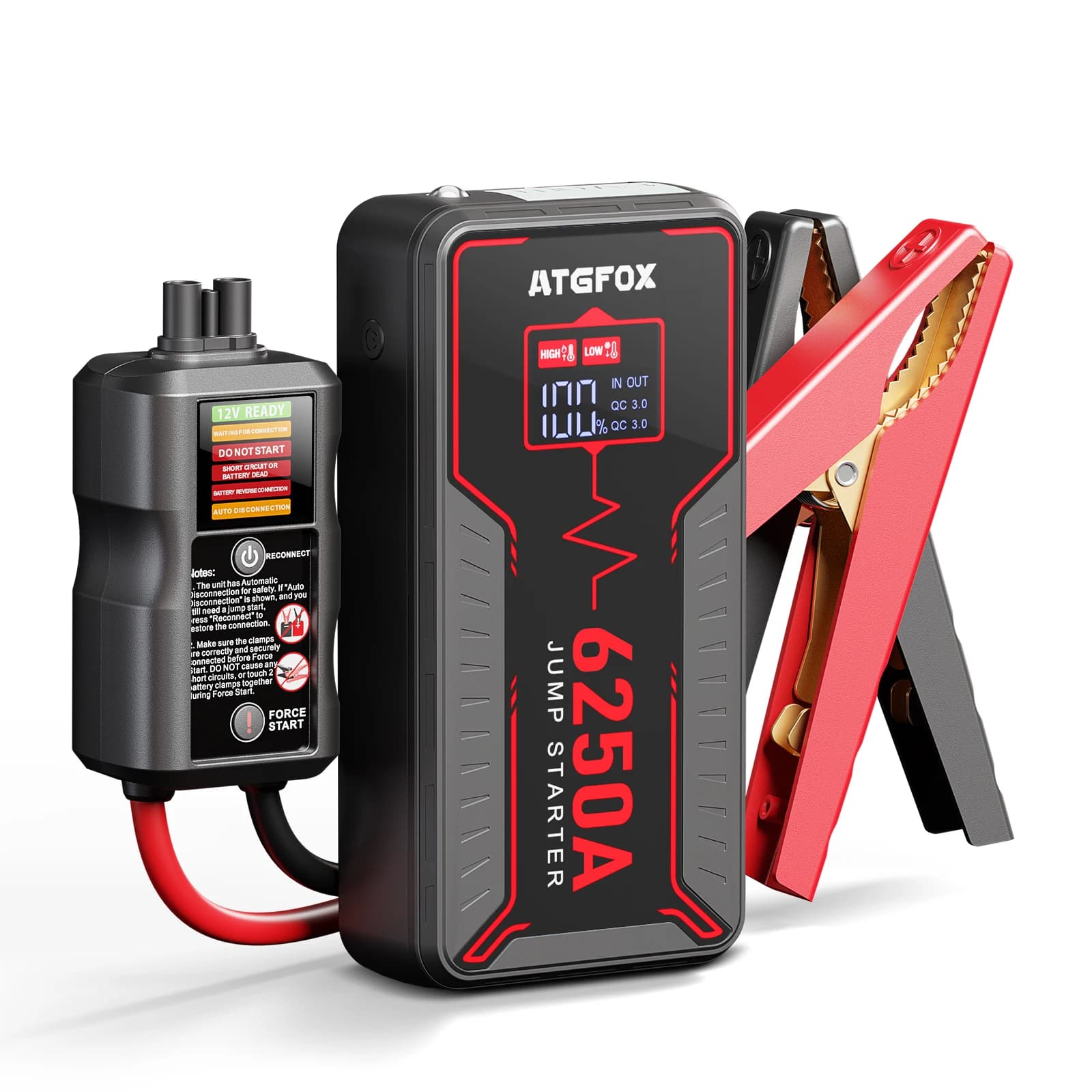 Avviatore d'emergenza per auto 12V 4000A, Power Bank portatile 16000mAh con booster batteria per motori a benzina fino a 8.5L e diesel fino a 6.0L, Morsetti intelligenti, 18W PD
