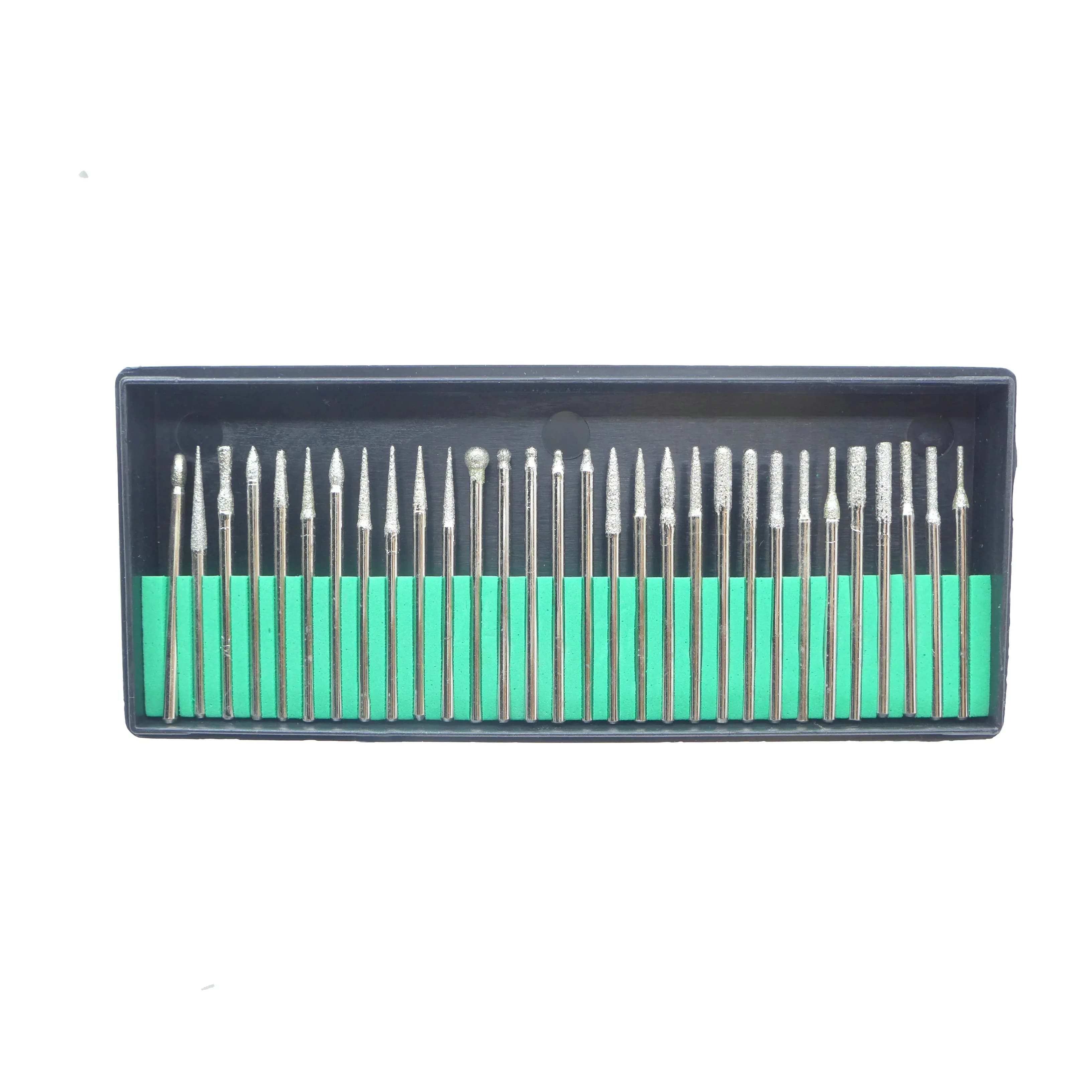 30 PZ 2.35mm Frese Diamantate Rettifica Utensili Rotanti Set Mini Punte da Trapano Ruota Abrasiva Incisione su Pietra di Legno per Utensili Elettrici Dremel