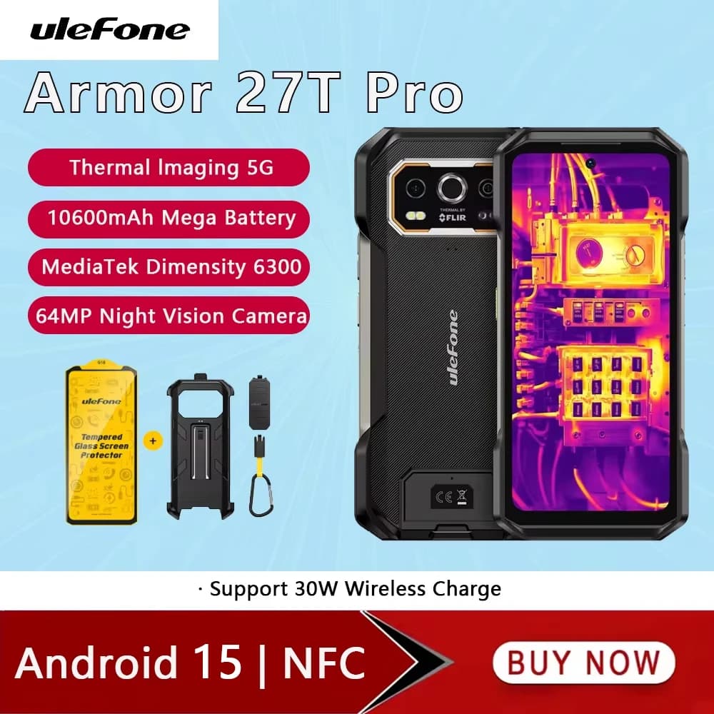 Ulefone Armor 27T Pro 5G Telefono robusto da 6,78 pollici 24 GB RAM 256 GB ROM Telefono cellulare 10600 mAh 64 MP Telecamera notturna NFC Smartphone Android