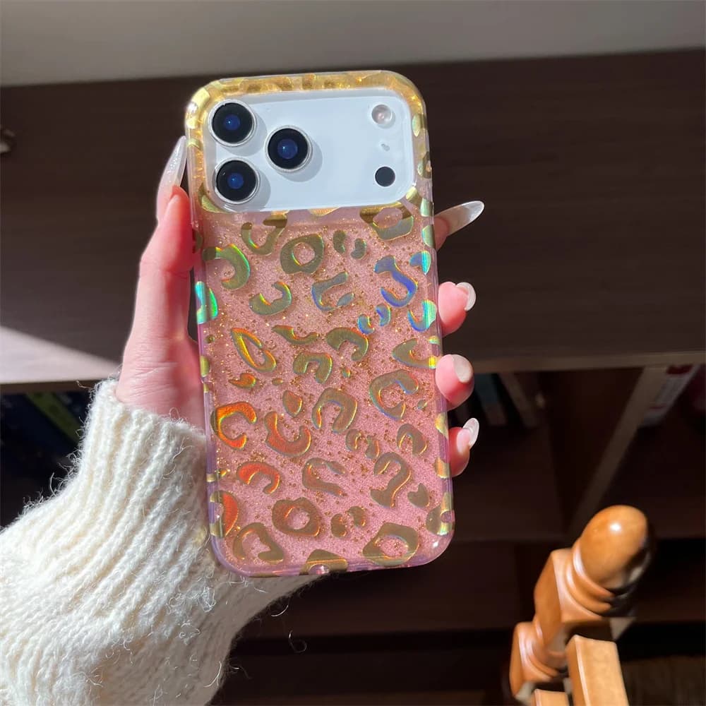 Nuova custodia di lusso galvanizzata con stampa leopardata per iPhone 17 Pro Max 15/16 Pro 14 Pro Max/13, anti-caduta a copertura totale