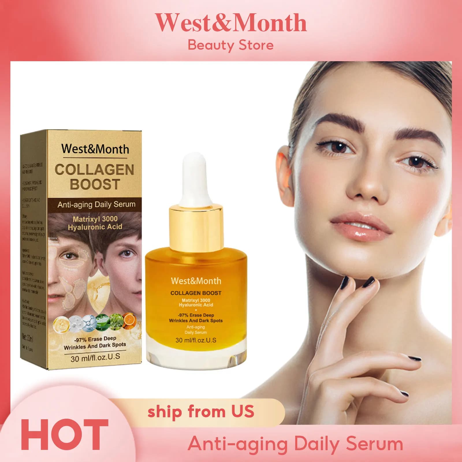 Women collagen Boost Anti Aging Daily Face Serum skin barrier repair deep wrinkles and dark spots serum elastic for skin