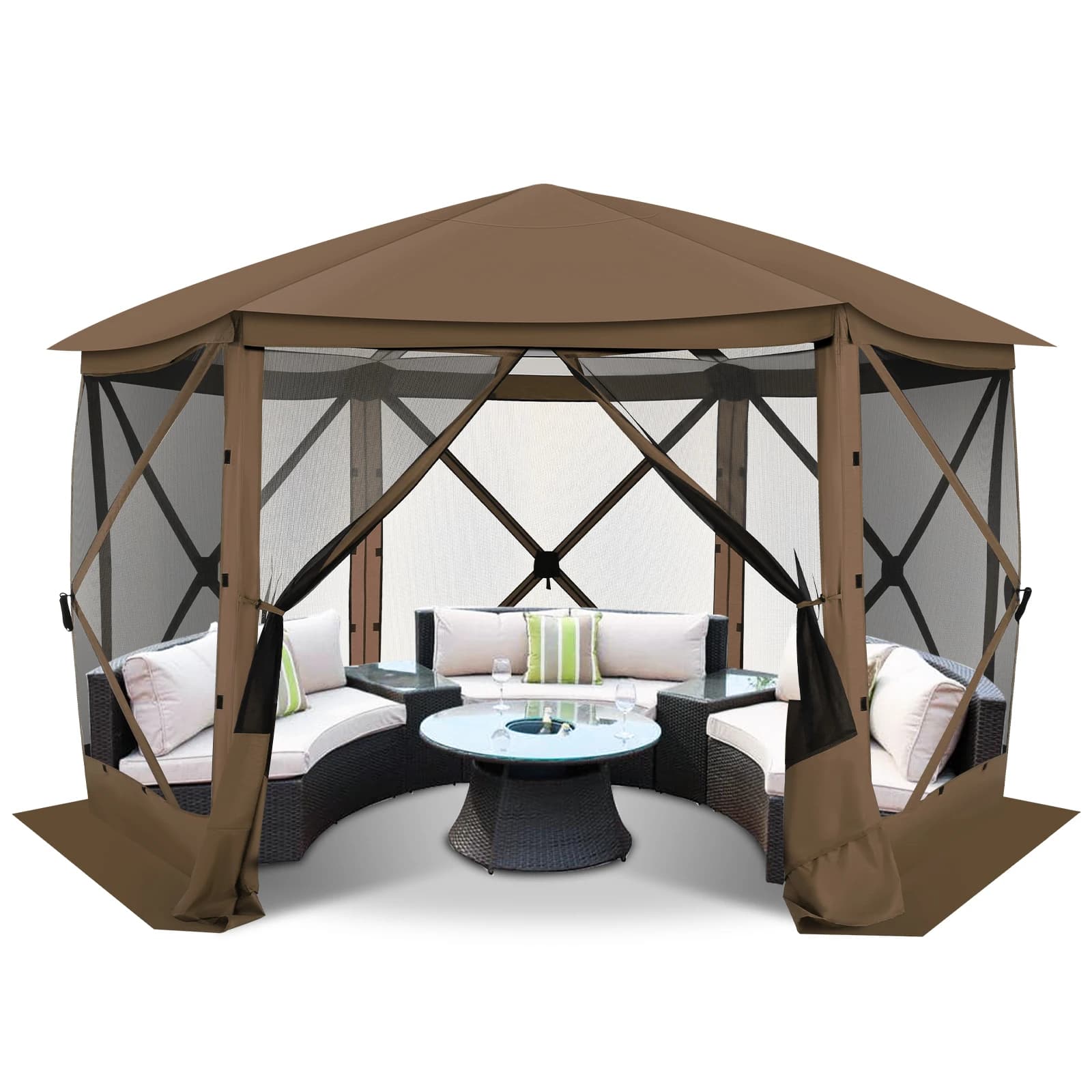 Tenda da campeggio per gazebo pop-up da 12x12 piedi, baldacchino per gazebo istantaneo per osservare le stelle all'aperto con tendalino, rete per zanzare