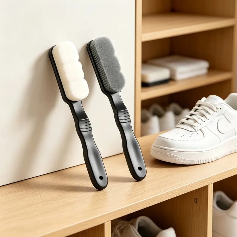 Soft Bristle Shoe Brush Long Handle Gentle Shoe Cleaner Brush No Shedding for Sneaker Footwear Cleaning