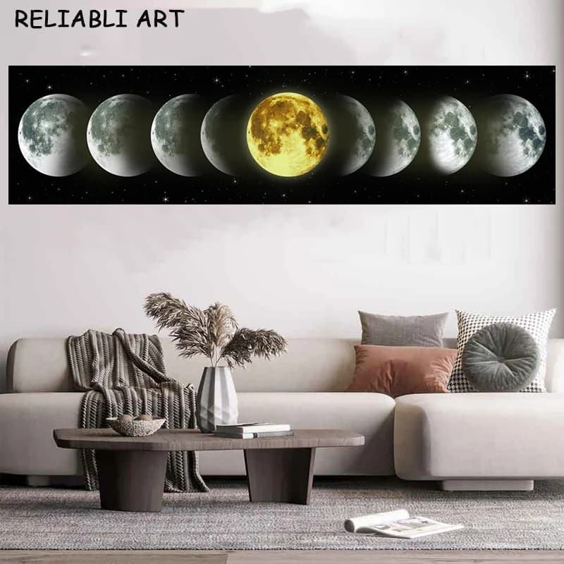 Modern Moon Eclipse changes canvas abstract painting art pictures of wall poster and prints for living room decorations for homeless frame