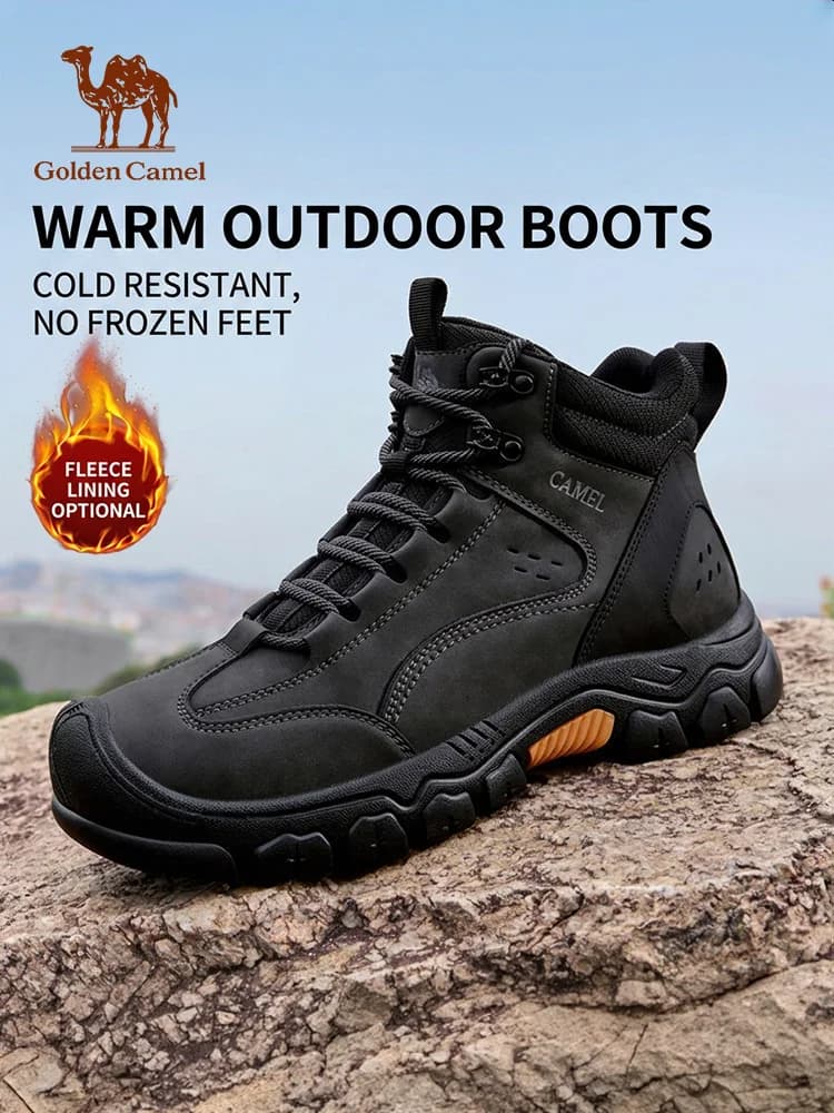 Golden Camel Men's High-top Outdoor Shoes Hiking Men's Sports Waterproof Casual Anti-Cold Snow Boots Padded Warm Men's Walk