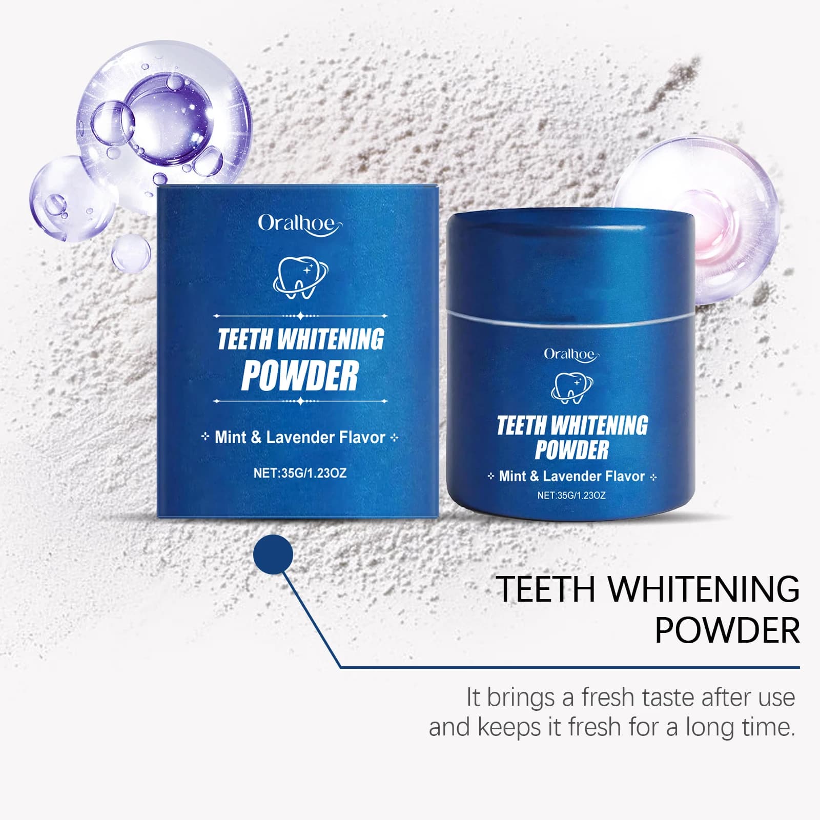 Oralhoe 35g Teeth Cleaning Powder Menta Lavender Flavor Remove Plaque Spots Prevent Alitosis Oral Hygiene Teeth Whitening Powder