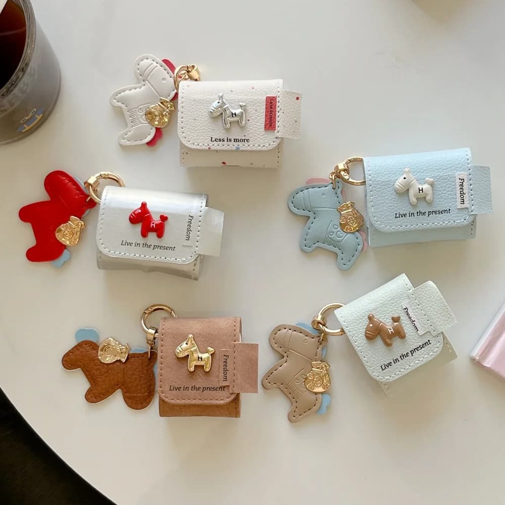 Custodia Creativa in Pelle per Auricolari AirPods 4 3 2 Pro 2 3, Design 3D a Forma di Pony, Stile Coreano INS, Semplice, Nuova, Antiurto e Protettiva