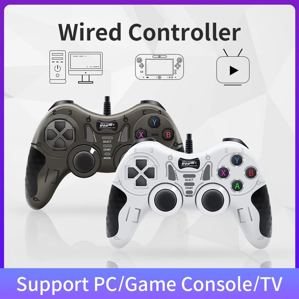Controller di gioco cablato con supporto motore a doppia vibrazione TV Box/Console di gioco/giochi per PC/telefoni Joystick per Gamepad