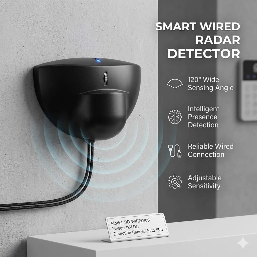 2 Pezzi Sensore di Movimento a Microonde Smart Cablato DC 12-24V 24.125GHz per Porte Automatiche, Ascensori, Supermercati, Aeroporti