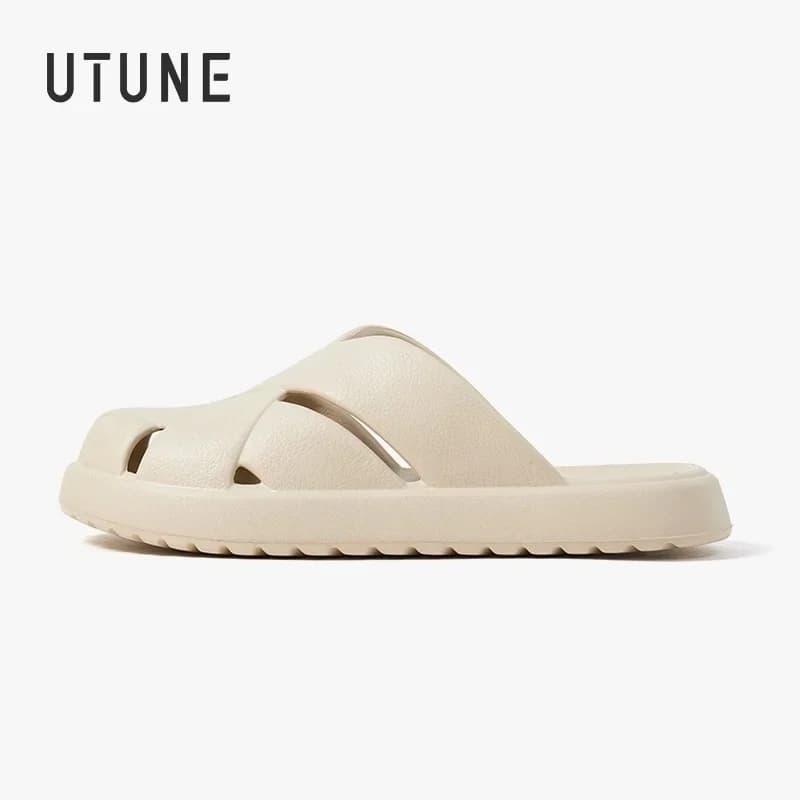 UTUNE women's sandals summer 2026 Lightweight Non-Slip Woven Toe Slippers Soft Platform Open-Toe Outdoor shoes luxury woman
